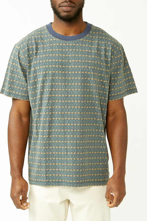 Indigo Jacquard Stripe T-Shirt