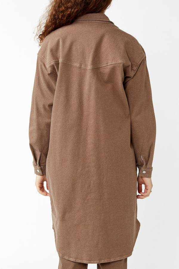 Brown Denim Cille Midi Shirt Dress