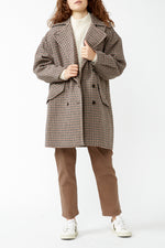 Brown Houndstooth Essie Wool Coat