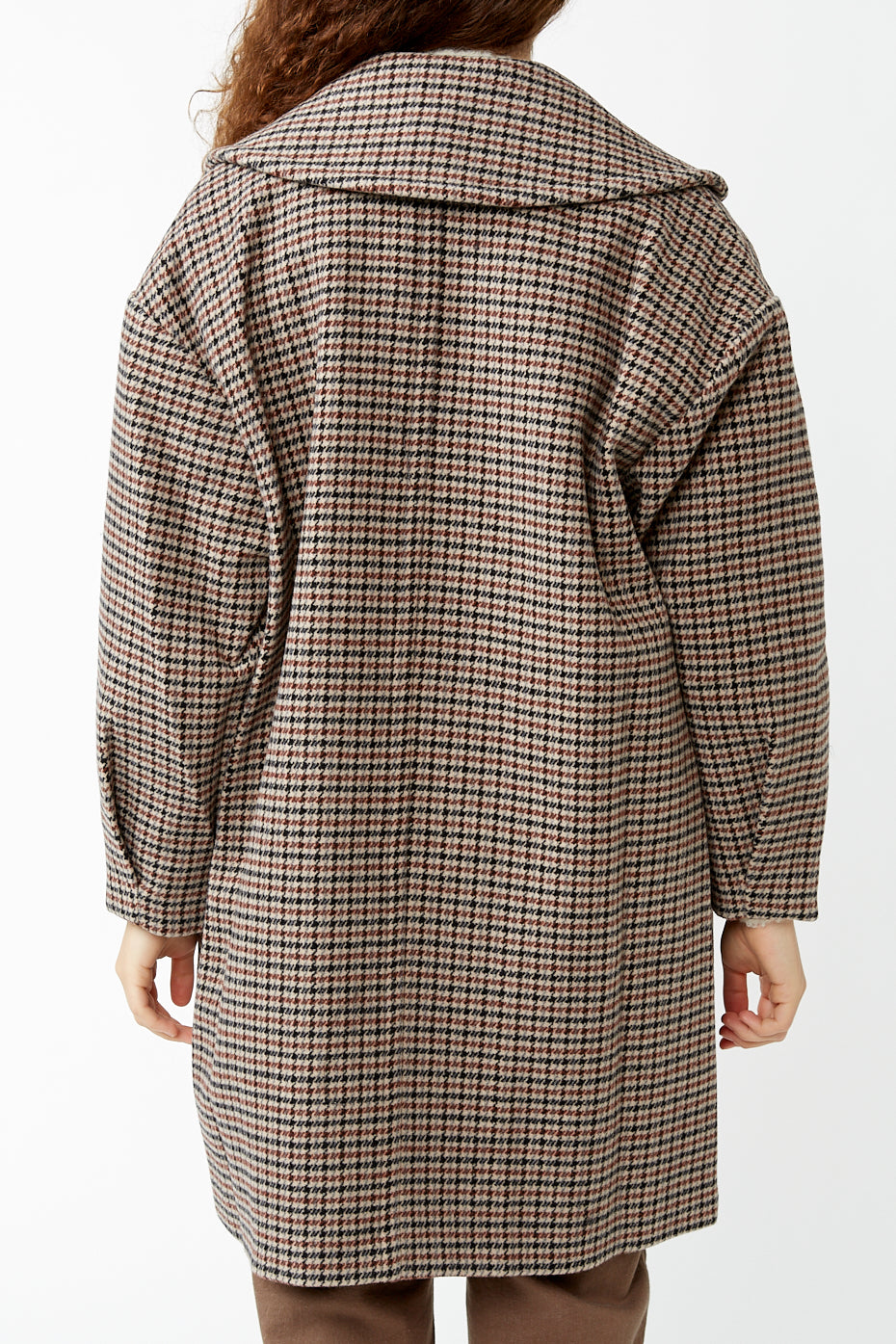 Brown Houndstooth Essie Wool Coat