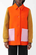 MADS NORGAARD MULTI-RED COSTANNA WOOL COAT