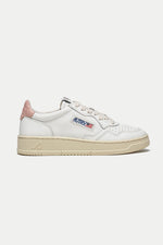White Pink Medalist Leather Sneakers Womens