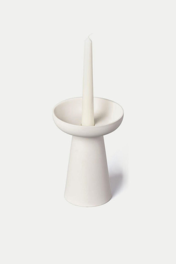 Matte Clay Porcini White Candle Holder Large