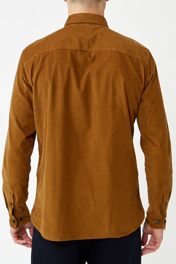 Breen Brown Henley Corduroy Shirt