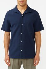 Navy Kuno Eco Crepe Short Sleeve Shirt