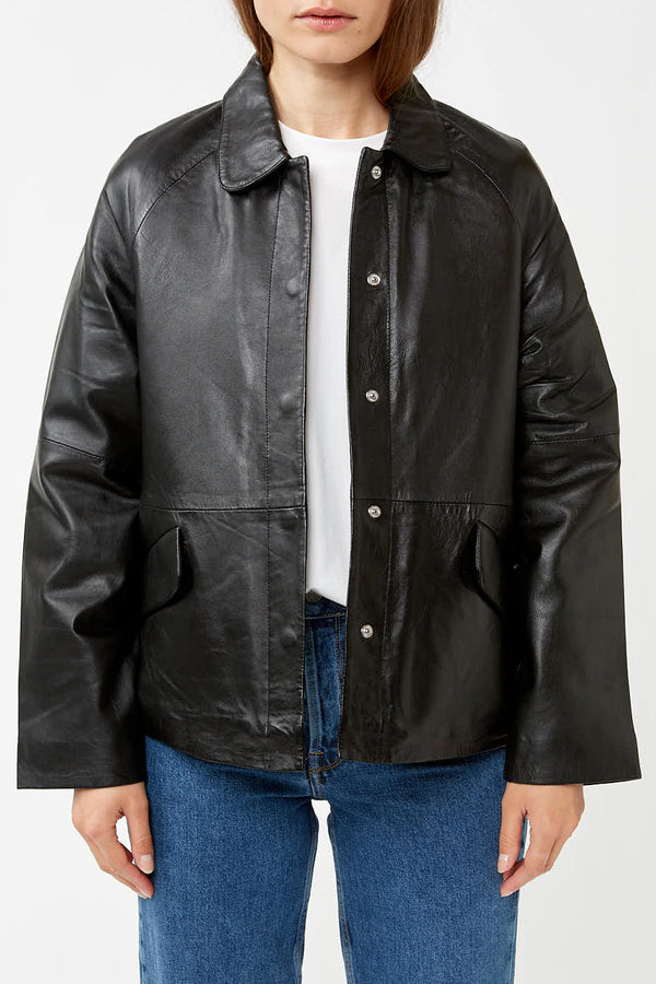 Black Donna Padded Leather Jacket