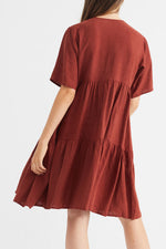 Raspberry Teja Hemp Fresia Dress