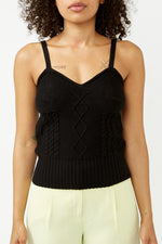 Black Alona Cable Knit Top
