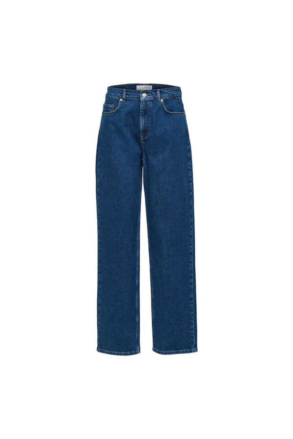 Dark Blue Denim Blair HW Straight Long Jeans
