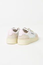 Dallas Low White Pink Leather Suede Sneakers Womens