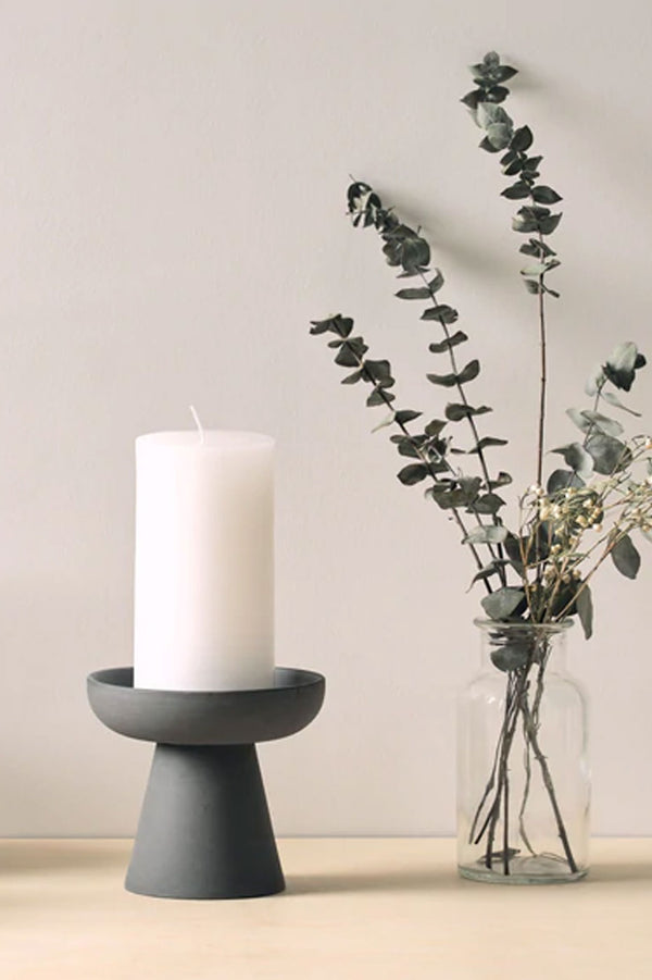Matte Clay Porcini Charcoal Candle Holder Medium