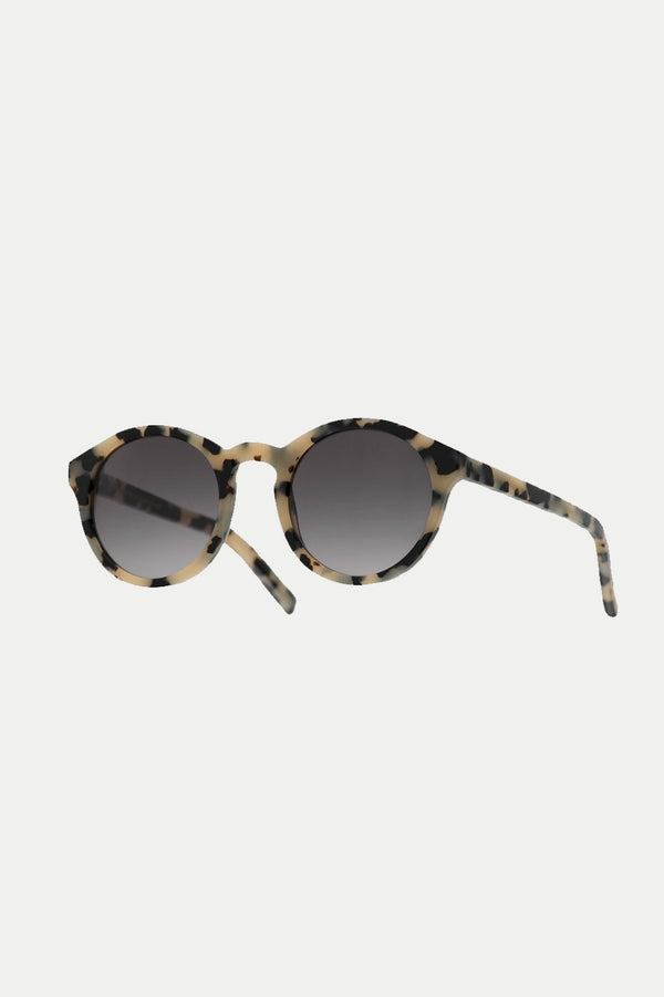 Barstow Black/White Havana Sunglasses - Grey Gradient Lens