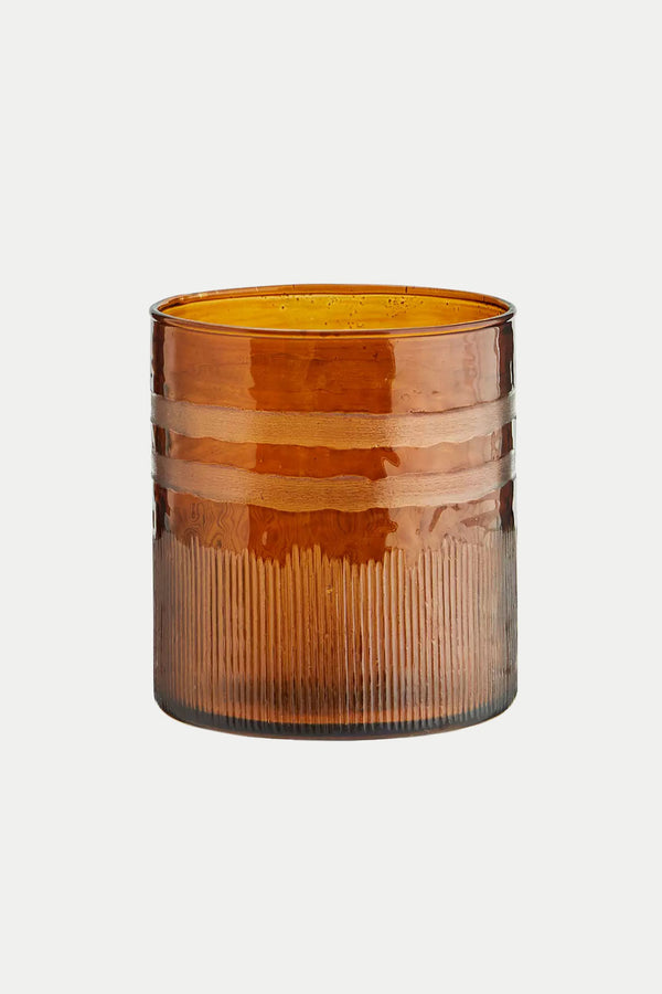 Amber Hammered Drinking Glass With Stripes