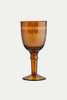 Amber Hammered Wine Glass With Stripes
