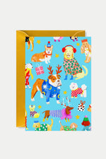 Christmas Dogs Gold Foiled Card