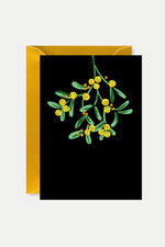 Smiley Mistletoe Gold Foiled Card