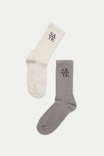 Off White & Grey Socks Mens - Set of 2