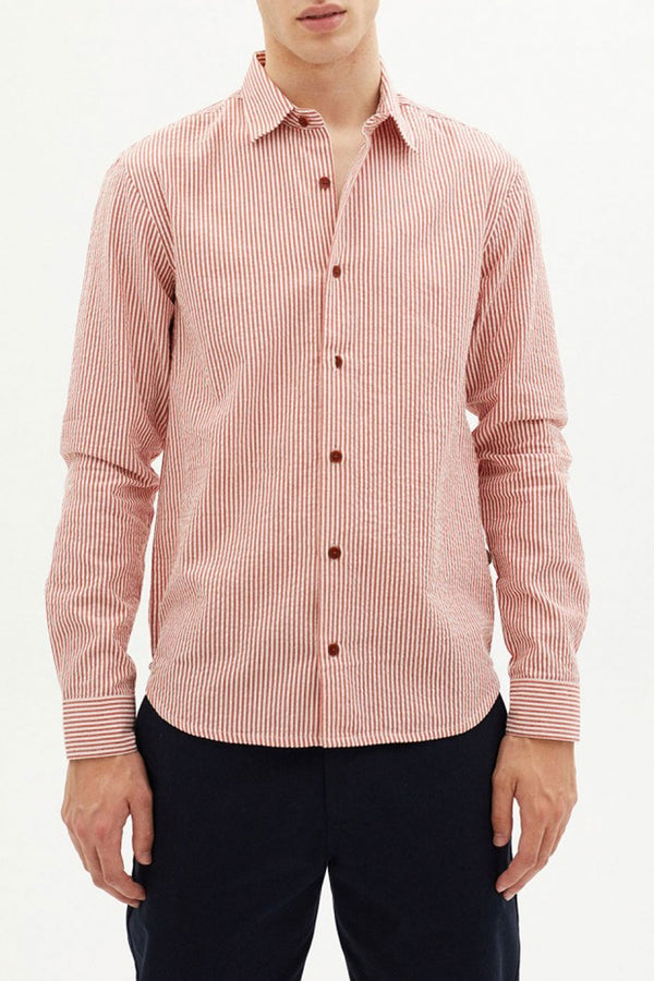 Burgundy Seersucker Tom Shirt