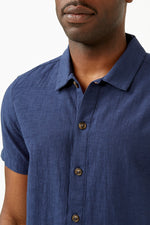Storm Blue Slub Short Sleeve Shirt