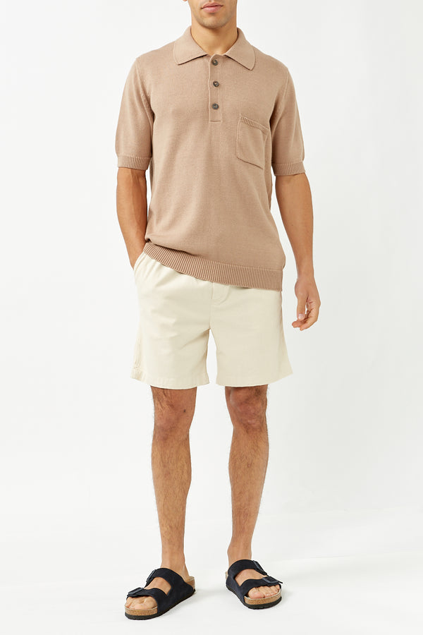 Cuban Sand Knit Slouchy Polo Shirt