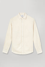 Beige Linen Raw Long Sleeve Shirt