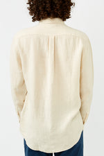 Beige Linen Raw Long Sleeve Shirt