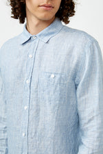 Vertical Blue Stripes Linen Shirt