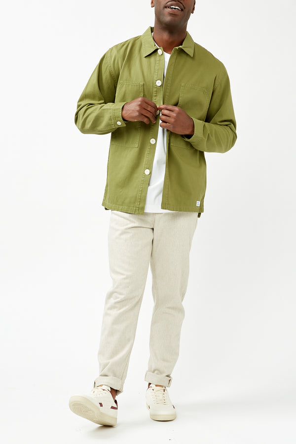 Loden Green Cotton Twill Box Shirt