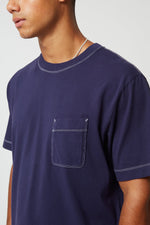 Peacoat Blue Contrast Stitch Pocket T-Shirt