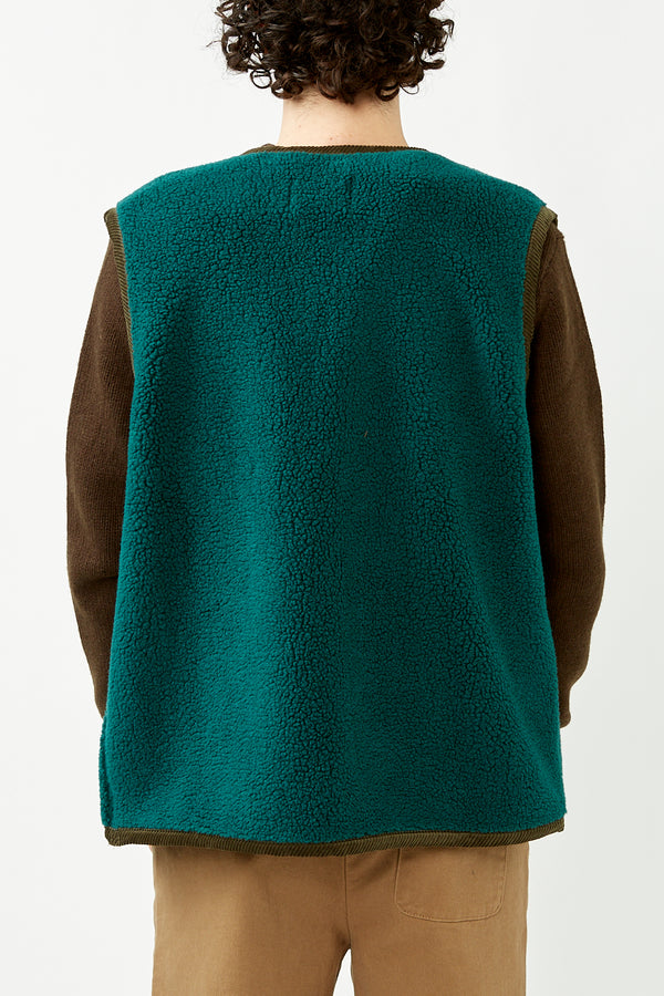 Bottle Green Cord Fleece Vest