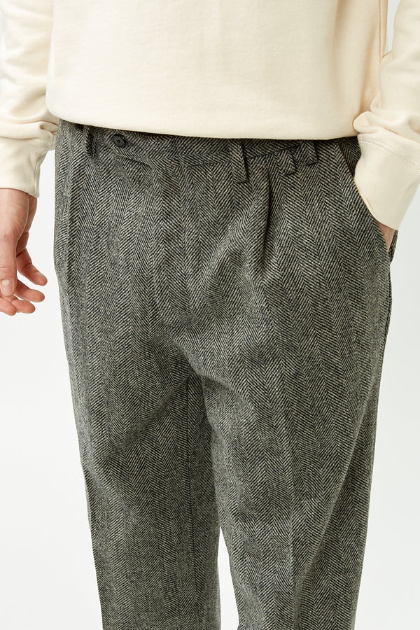 Dobell Grey Herringbone Slim Fit Suit Trousers | Dobell