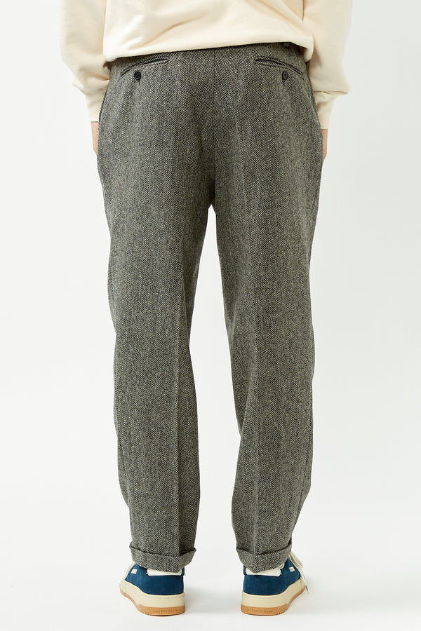 Grey Wool Herringbone Trousers