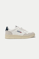 White Blue Medalist Leather & Suede Sneaker Mens