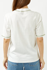 Ecru Sol Green Contrast T-Shirt