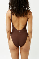 Chocolate Wave Break Minimal One Piece Swimsuit