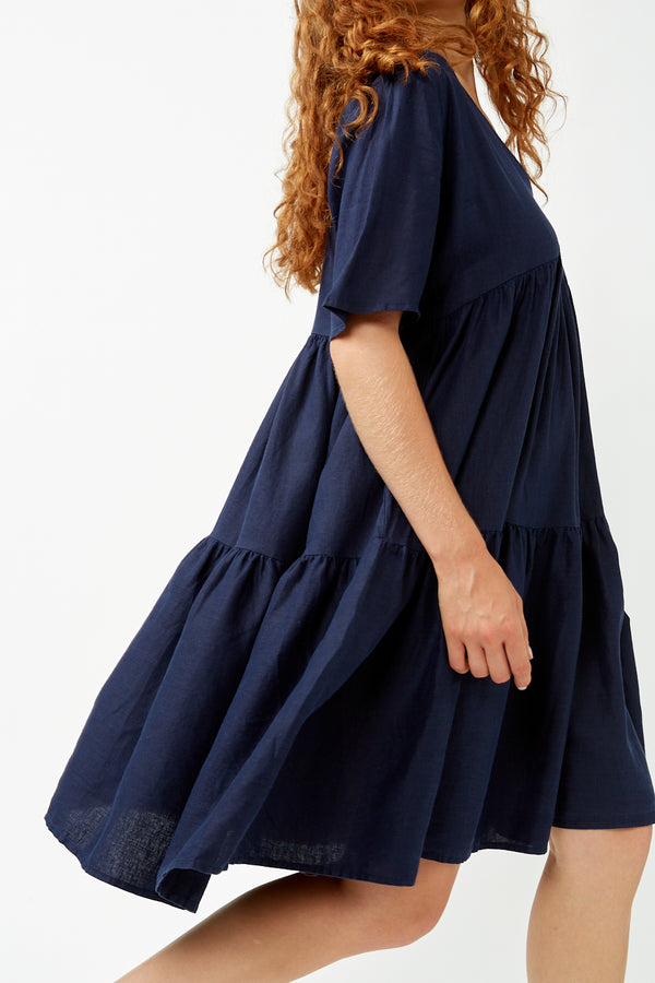 Navy Hemp Fresia Dress Aida Shoreditch