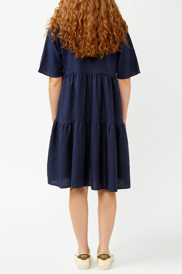 Navy Hemp Fresia Dress Aida Shoreditch