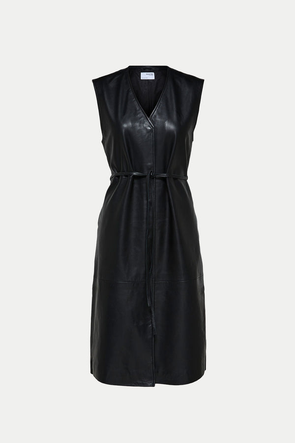 Black Evelin Midi Leather Dress