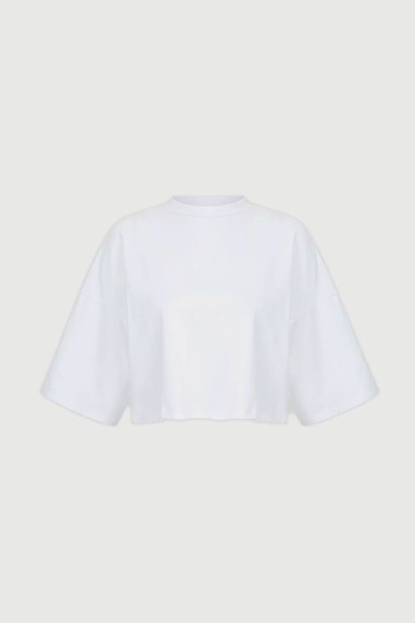 White Frances Cropped T-Shirt