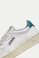 White Petrol Medalist Leather Sneakers Womens