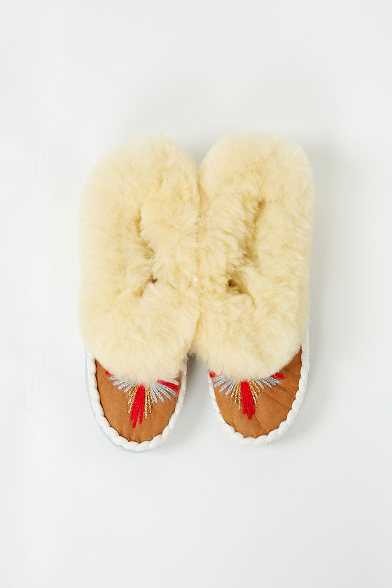 Butterfly Yellow Sheepskin Slippers