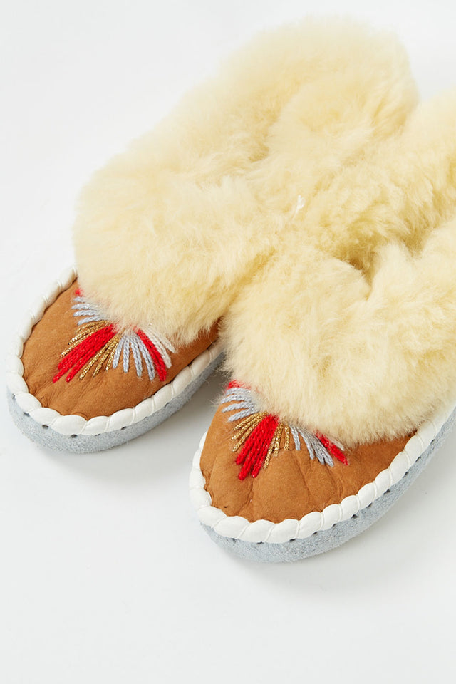 Butterfly Yellow Sheepskin Slippers