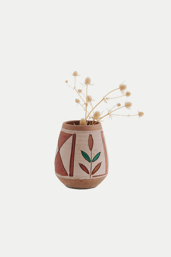Terracotta small leaves Vase