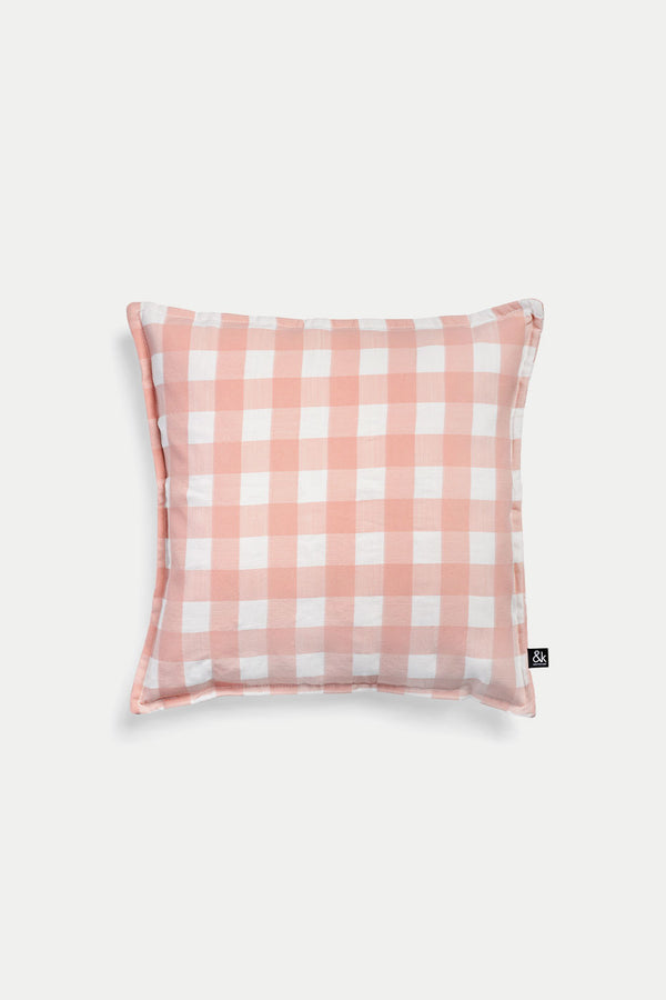 Pink Square Gingham Cushion
