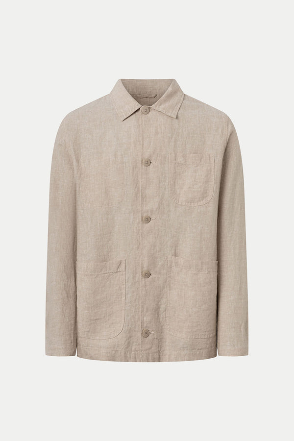 Light Feather Gray Linen Overshirt