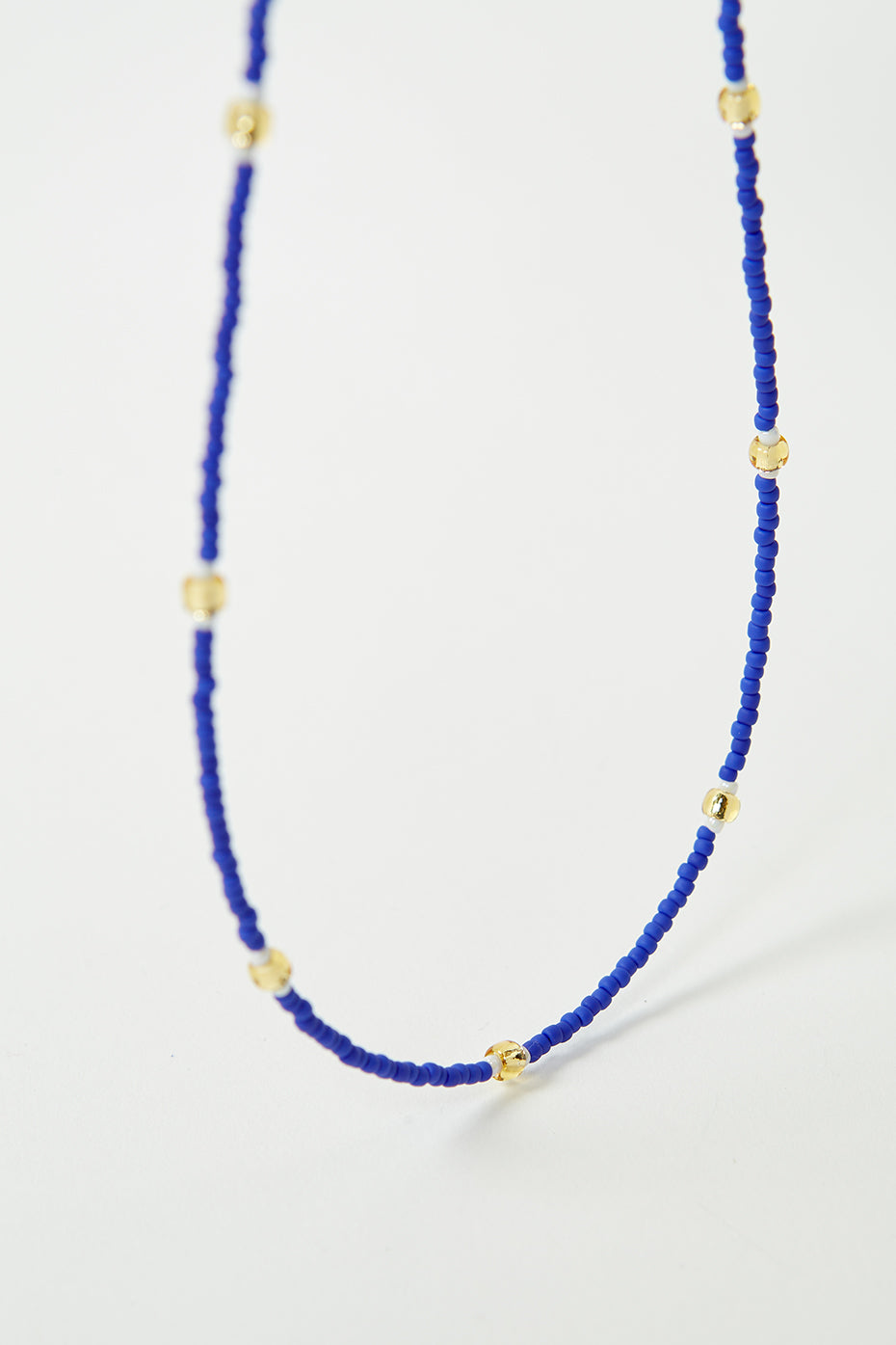 Navy Blue & Gold Beaded Necklace