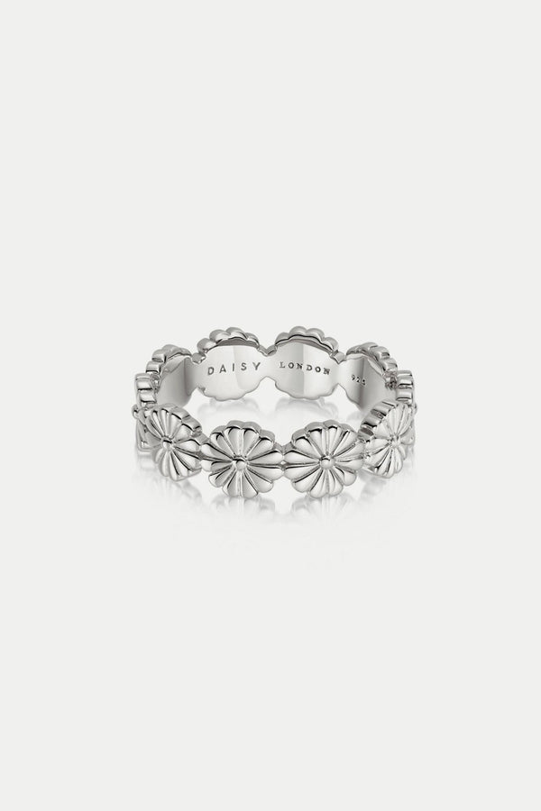Silver Daisy Crown Band Ring