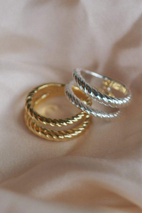 Gold Stacked Double Rope Ring