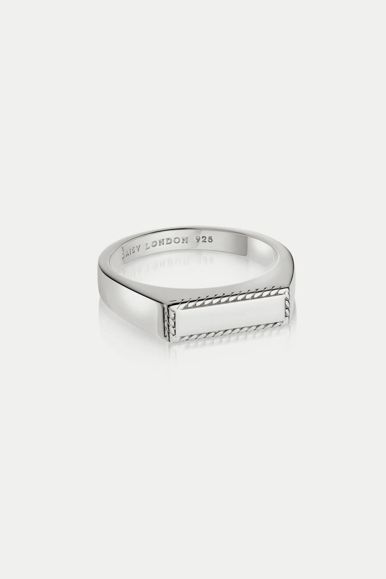 Silver Stacked Rope Signet Ring