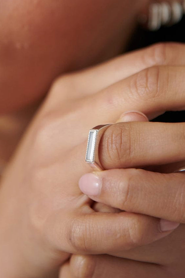 Silver Stacked Rope Signet Ring